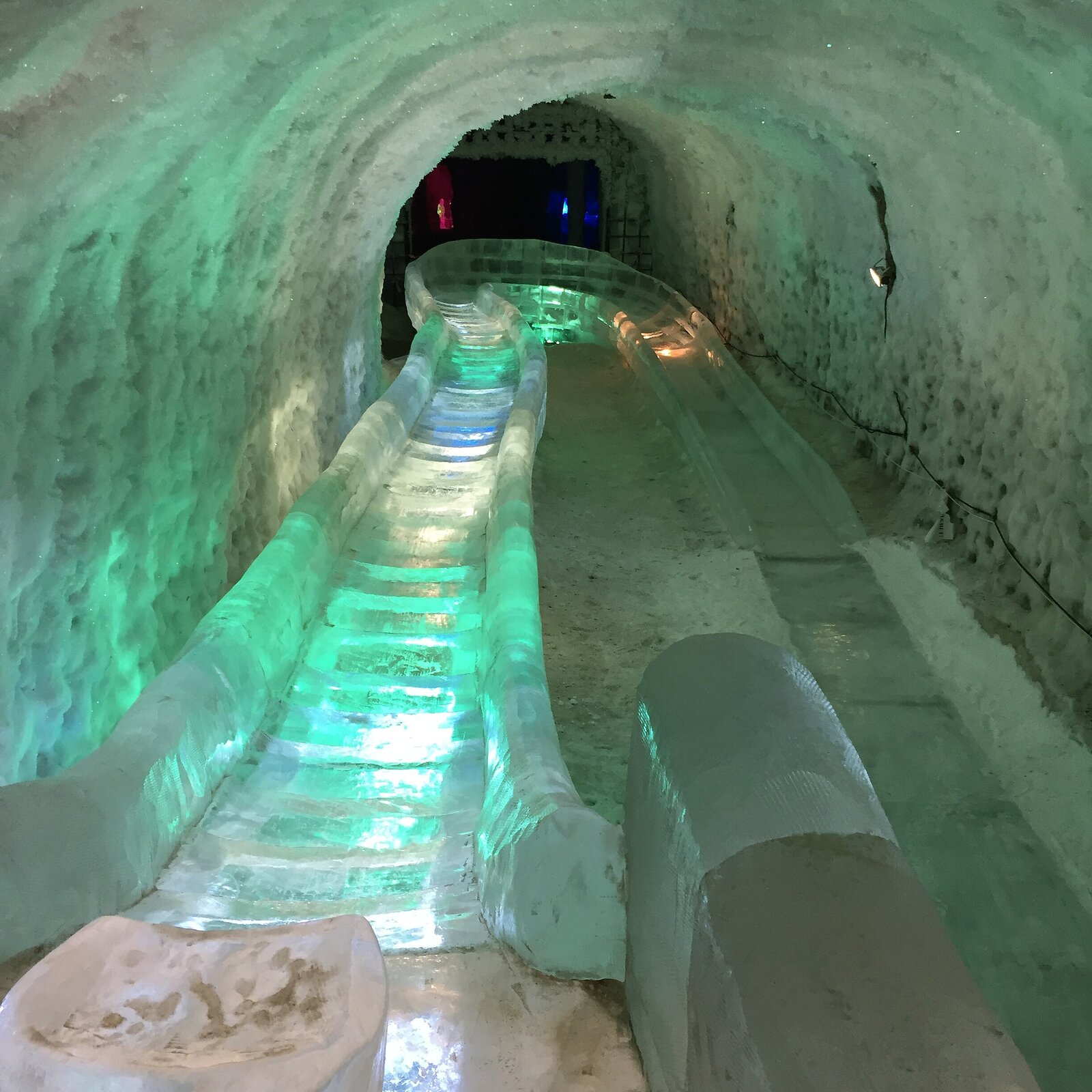 After sliding down the ice hill, visitors receive a snowflake keepsake. Photo: JukoFF