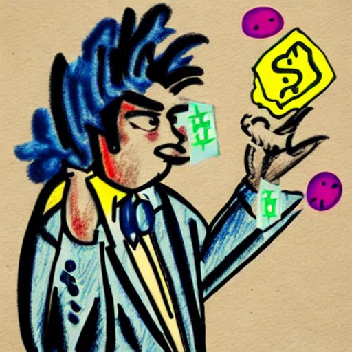 drawiing of someone using futuristic interface projector waving hands around
