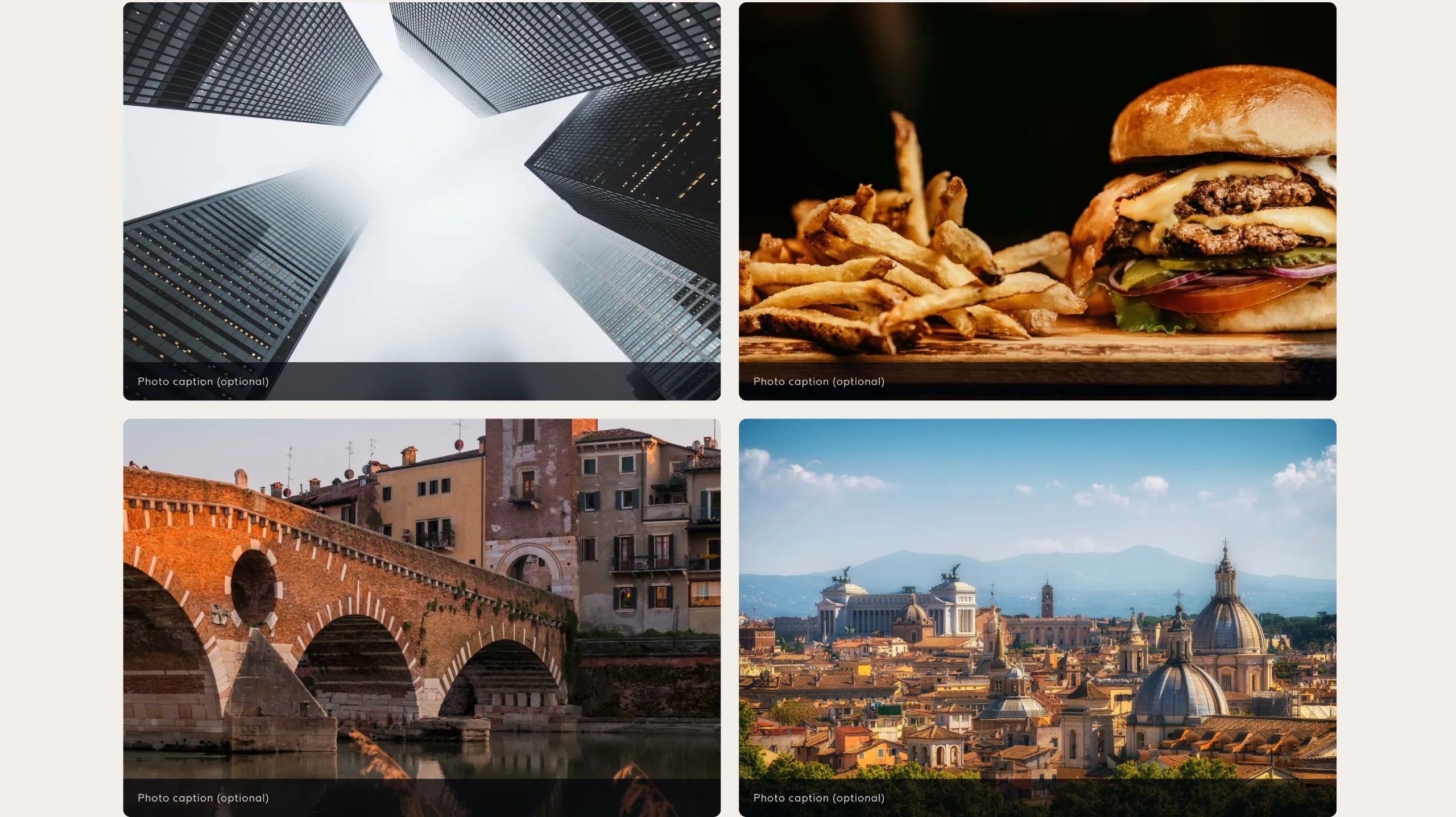 Screenshot of four images using the photo gallery component.