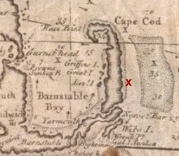 English: Location of Whydah Gally which sank i...