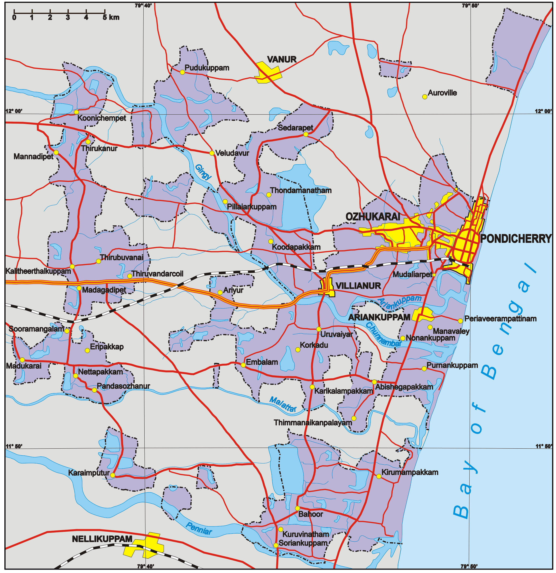 Asalrocker Pondicherry Map 