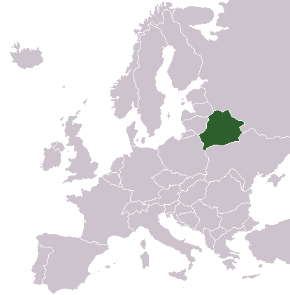 Map showing Belarus in Europe
