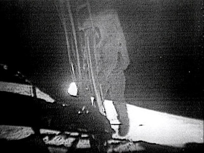 Still frame from video transmission of Neil Ar... Still frame from video transmission of Neil Ar...