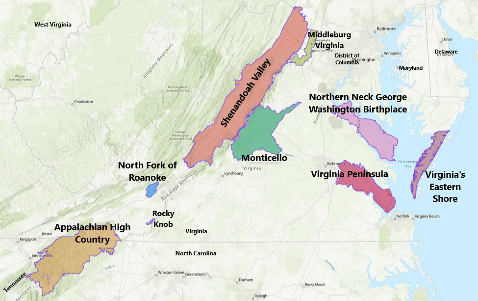 Virginia Peninsula AVA Wikipedia TTB Map Virginia AVAs 