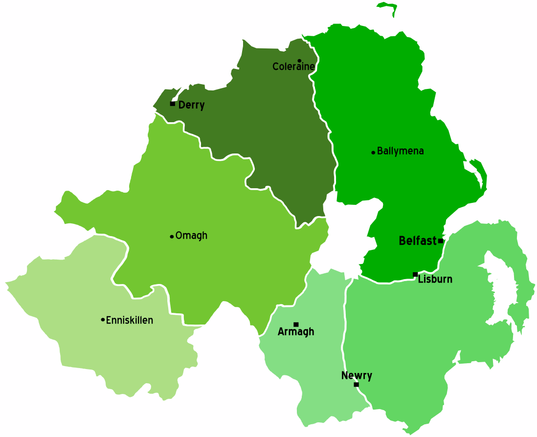 Northern Ireland Travel Guide At Wikivoyage Northern Ireland Map 