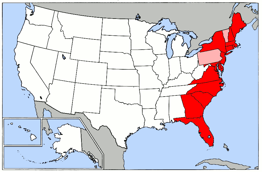 Eastern Seaboard Map Color 2018 Map Of USA Eastern Seaboard 