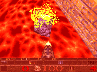 Peter Horvath doing a grenade jump on a Spawn in E4M3 [1] (The Elder God Shrine) in order to jump over a large lava pit.