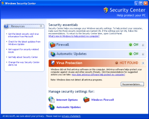 Windows Security Center was added in Service P...
