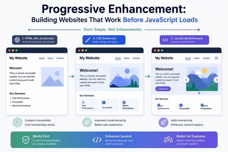 Progressive Enhancement: Building Websites That Work Before JavaScript Loads
