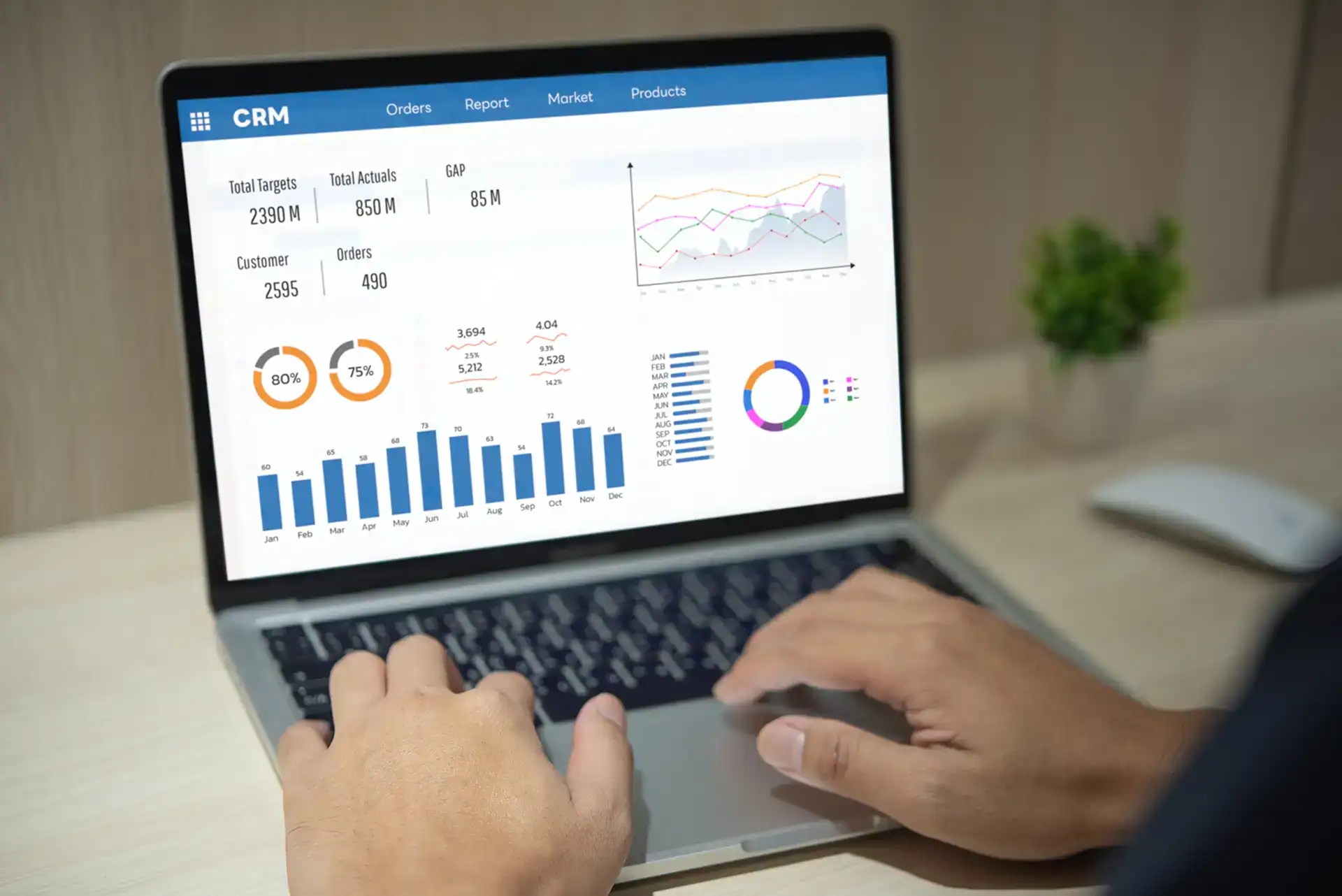 Efficient CRM dashboard showing sales metrics and growth analytics.