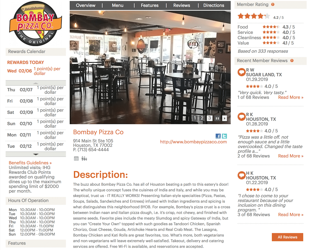 IHG Dining Rewards Club Guide (Bonuses & Restaurants) [2019