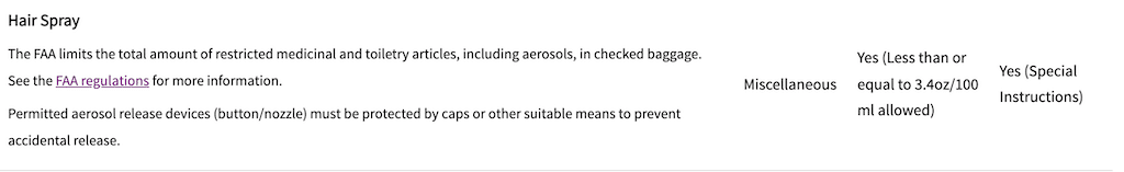 can you bring hairspray on a plane