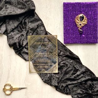 Sequins Gatefold Invitation Ornate Brooch Acrylic Invitation Prince Inspired