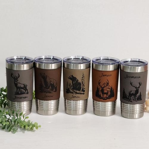 Polar Camel 20 oz. Laserable Leatherette Tumbler with Clear Lid