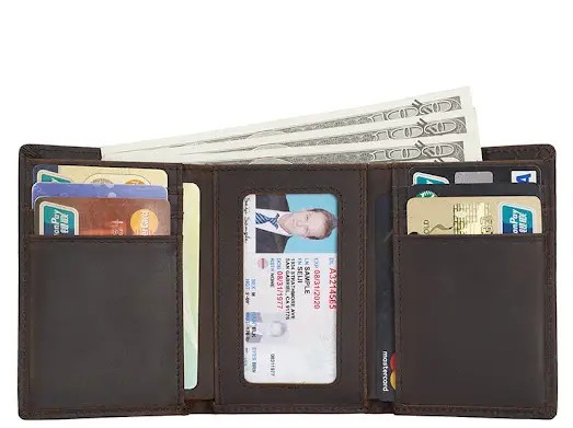Dark Brown Genuine Leather Trifold Wallet