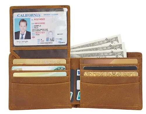 Light Brown Genuine Leather Bi-fold Wallet