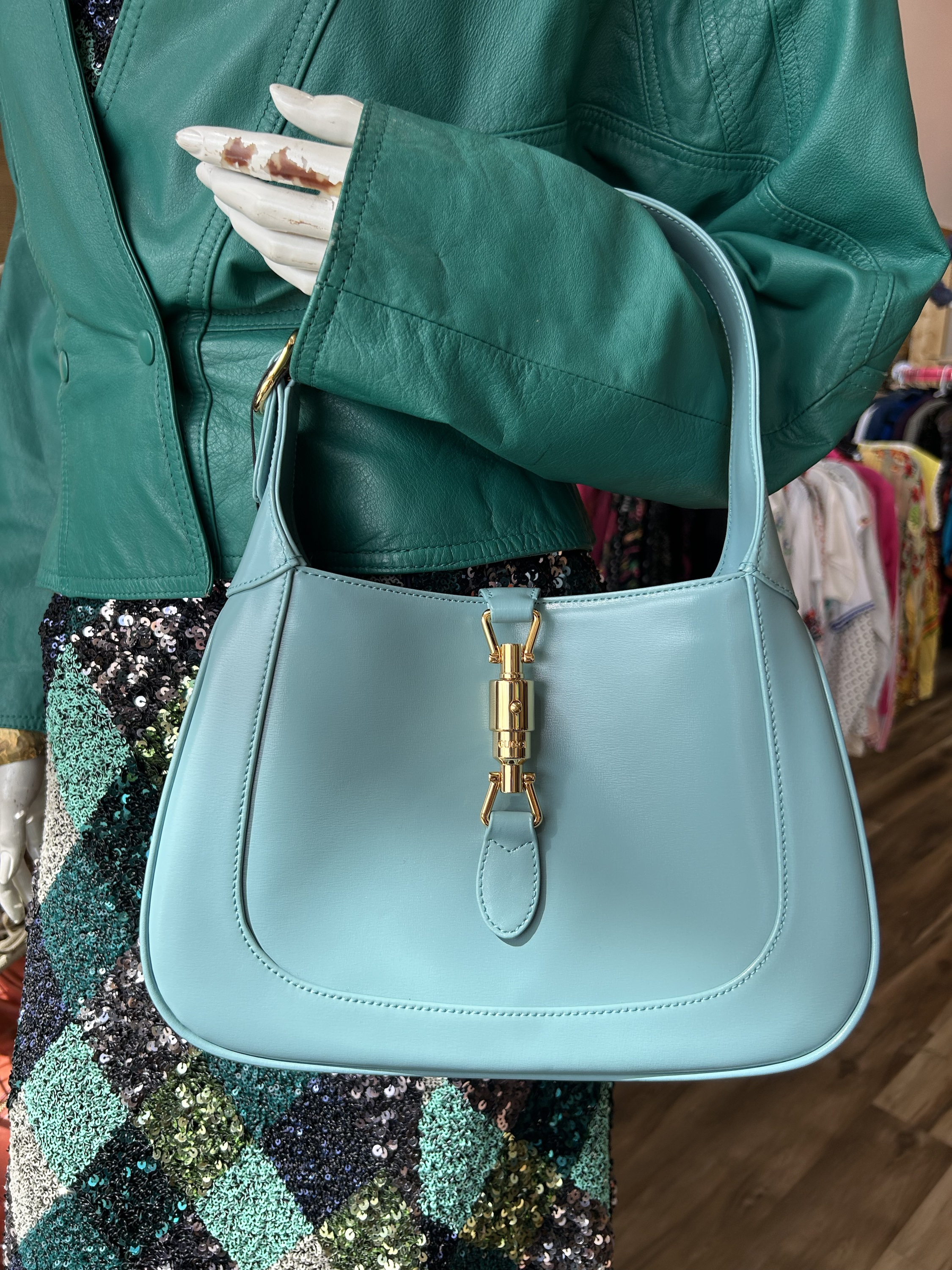 gucci teal handbag
