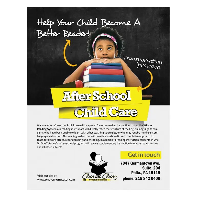 One on One Tutoring Service - Promotional Flyer