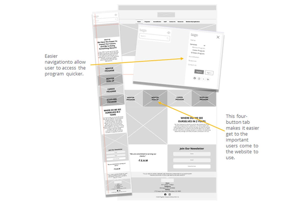 Mentor low fi wireframe layout