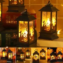 Halloween Portable Lanterns Battery Operated Flameless LED Candle Halloween Lamp Lights Decoration For Home Party Porch House Bar