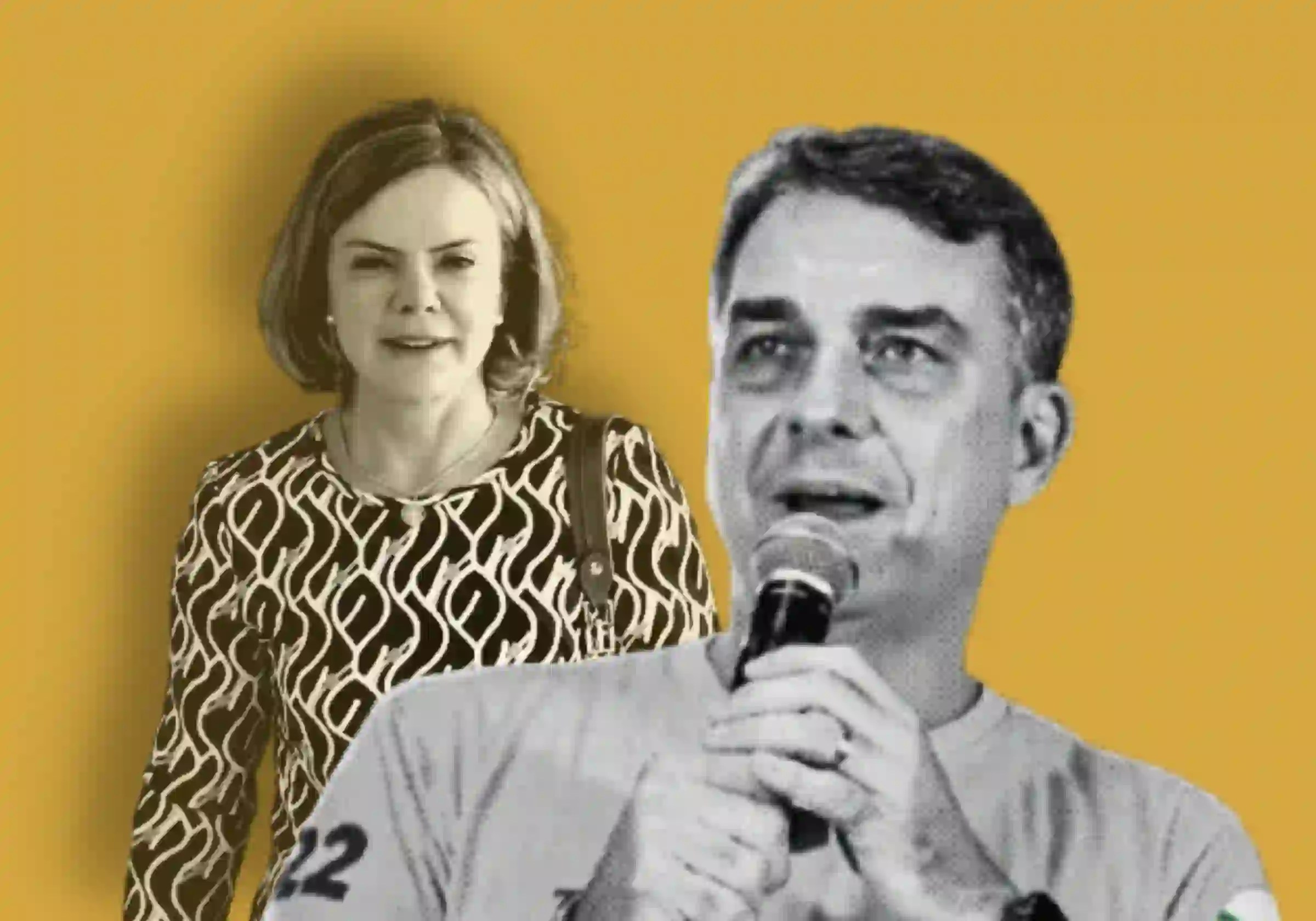 Gleisi Hoffmann / Foto: Wilton Junior/Estadão | Flávio Bolsonaro / Foto: reprodução redes sociais |•| Arte URBS MAGNA