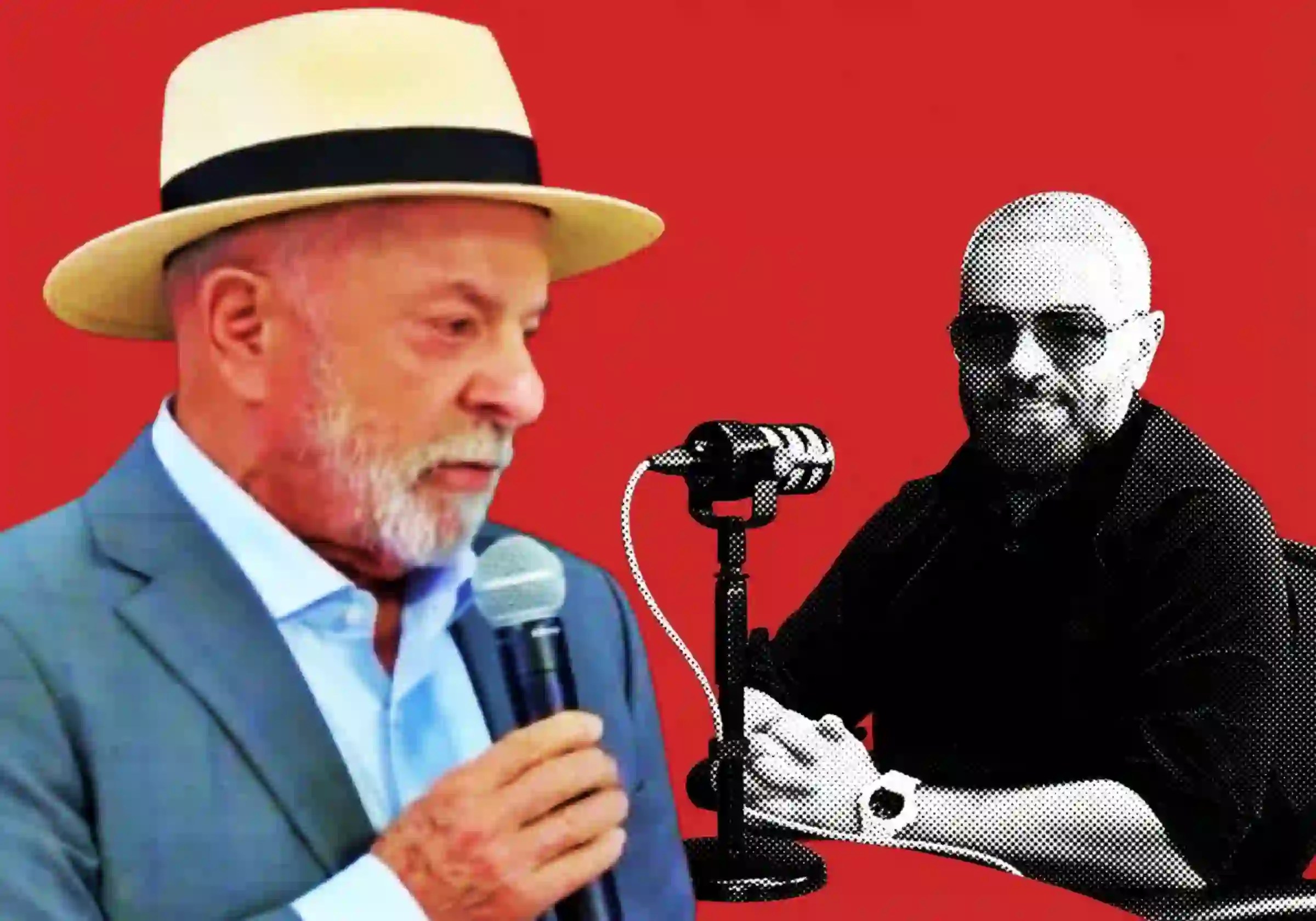 O Presidente do Brasil, Luiz Inácio Lula da Silva (Imagem reprodução) e o apresentador Rogério Vilela do podcast Inteligência Ltda |•| ARTE URBS MAGNA