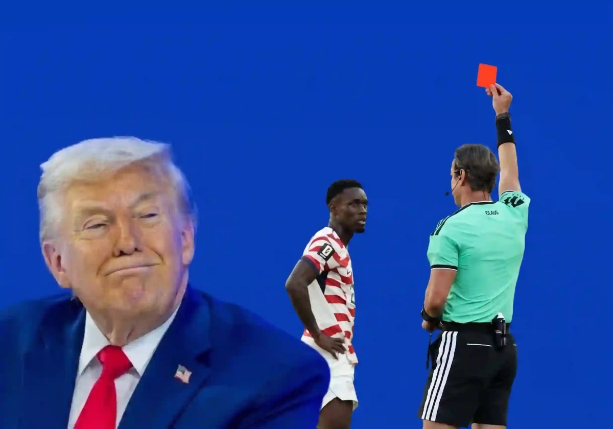 Trump e cartão vermelho de Balogun na Copa do Mundo