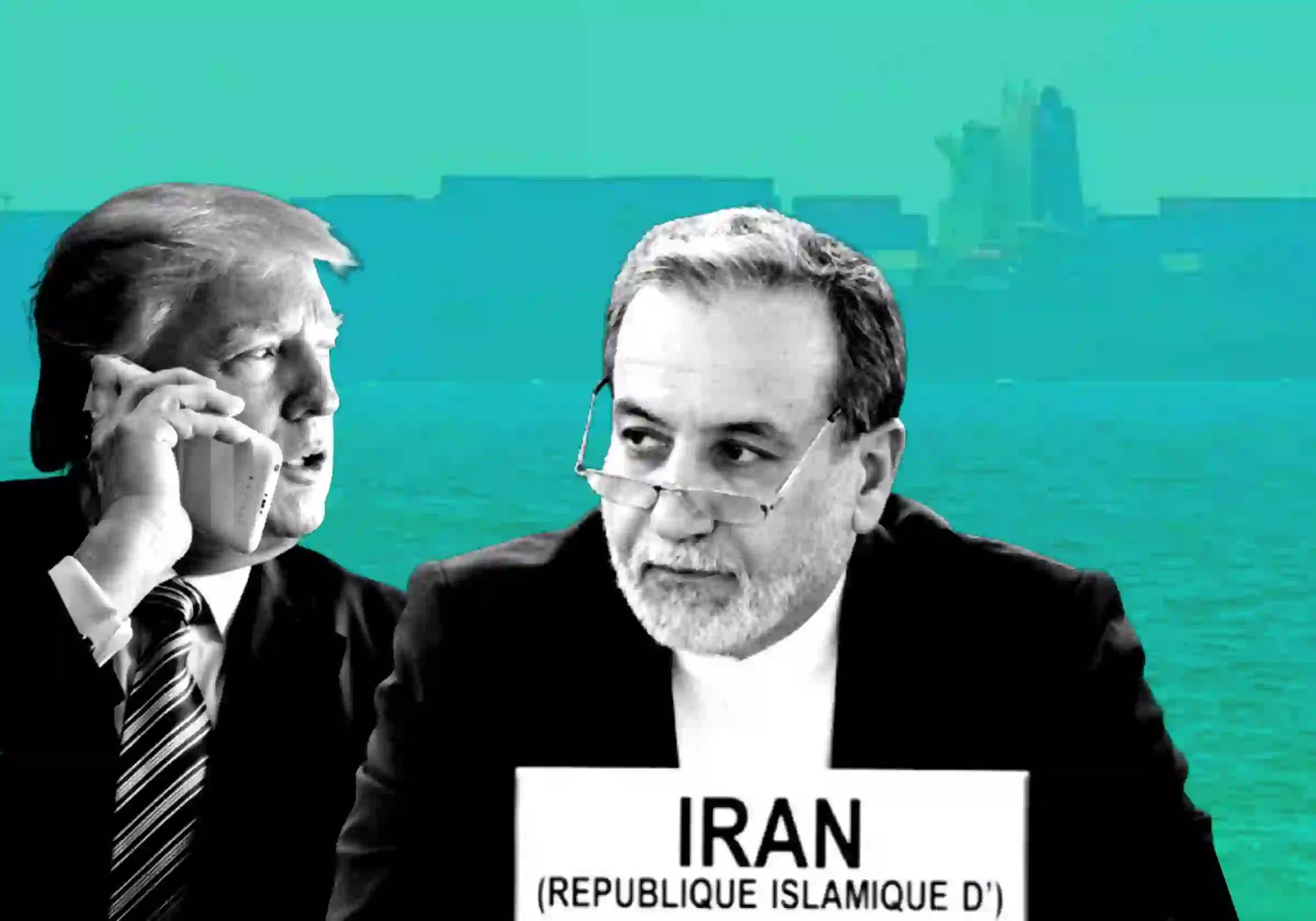 Abbas Araghchi [Fred Merz/Bloomberg] e Donald Trump [reprodução redes sociais] || Arte Urbs Magna