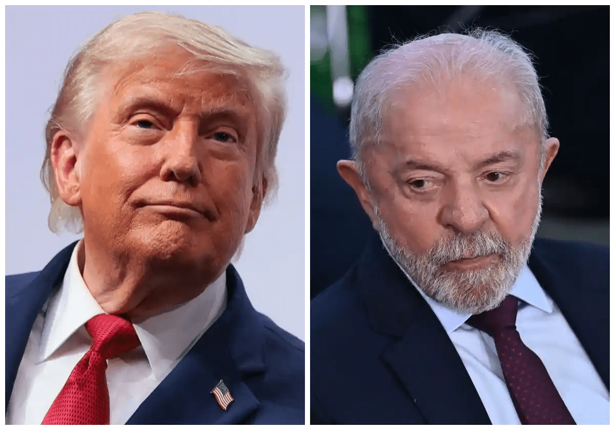 O presidente dos EUA, Donald Trump / Foto: Anna Moneymaker/Getty Images | O Presidente do Brasil, Luiz Inácio Lula da Silva (PT) / Foto: Ton Molina/Getty Images |•| Painel Urbs Magna