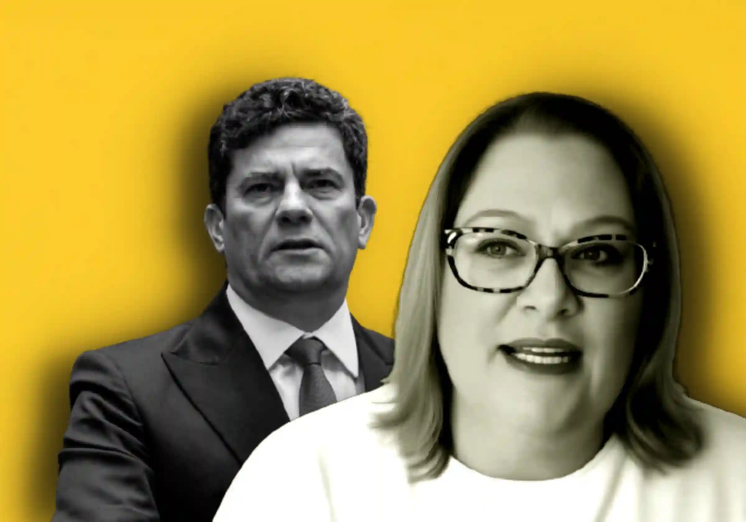 O senador Sergio Moro / Foto: Jefferson Rudy / Agência Senado | A ex-juíza federal Luciana Dias Bauer / Imagem reprodução / TV247 |•| Arte URBS MAGNA