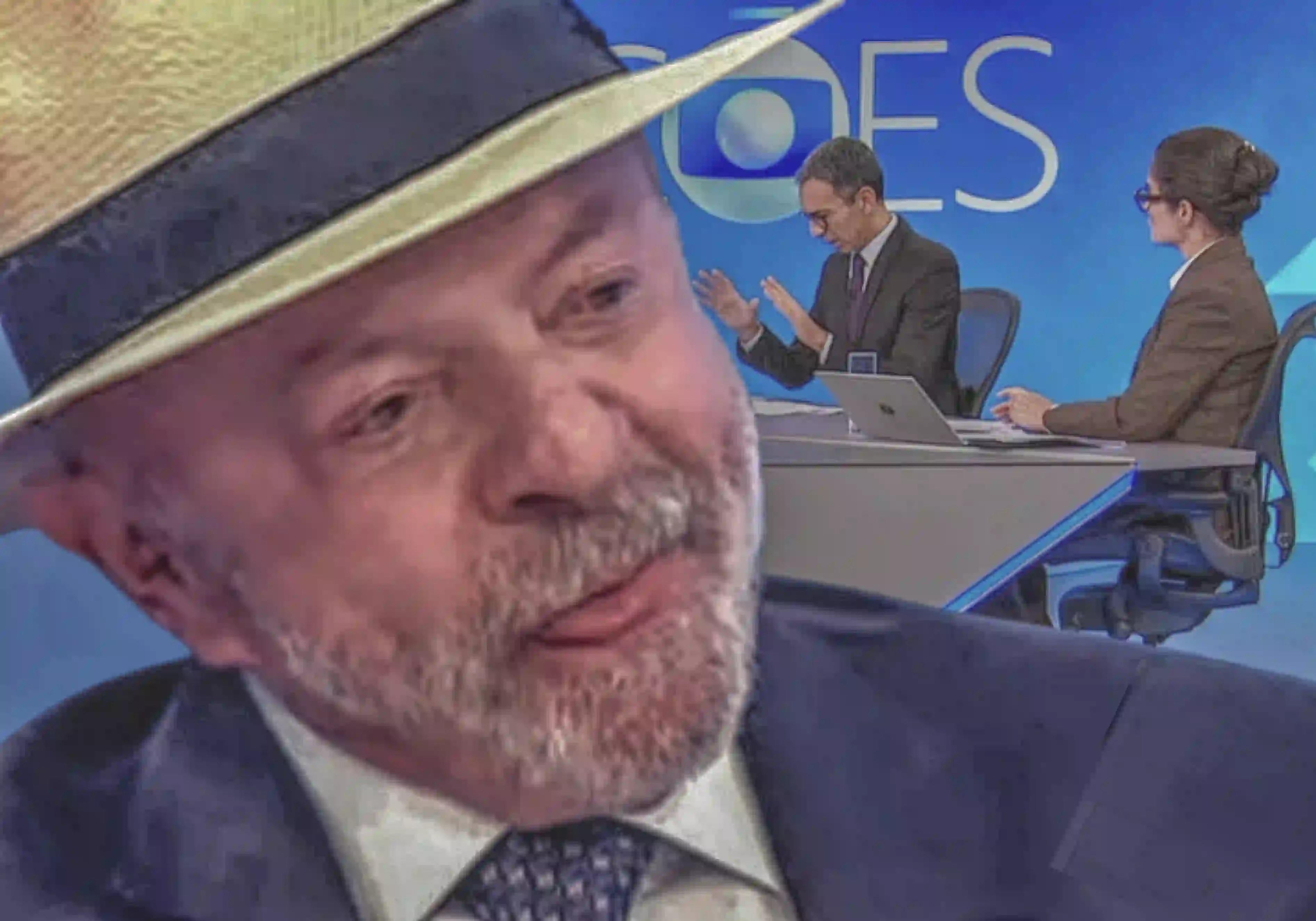 O Presidente da República Federativa do Brasil Luiz Inácio Lula da Silva (PT), sorri antes de responder a Renata Vasconcellos |•| Montagens de imagens reprodução |•| Crédito: Jornal Nacional / Rede Globo 27.8.2026 |•| Arte URBS MAGNA