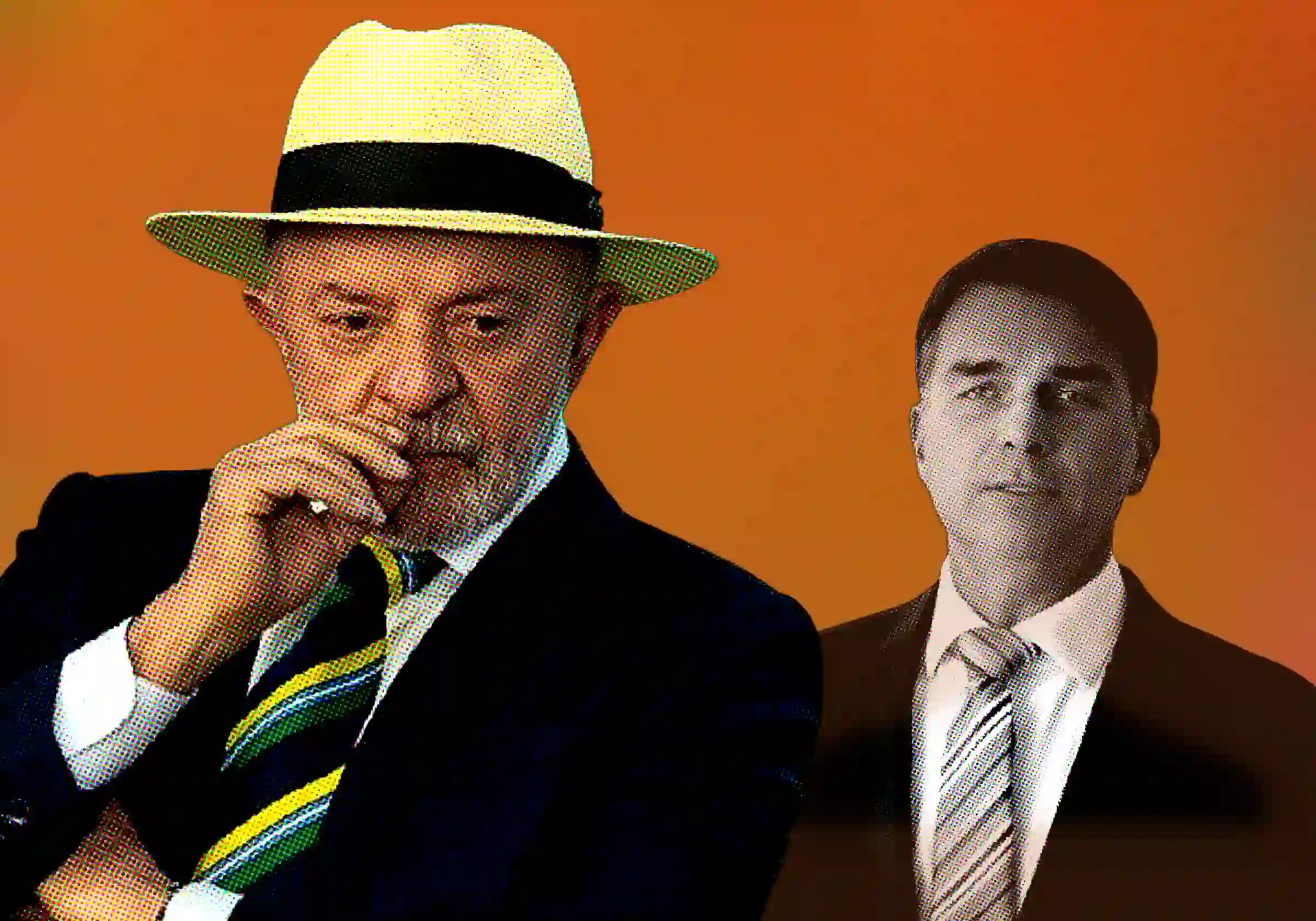 O presidente Lula em evento no Palácio do Planalto / Foto: Brenno Carvalho/ O Globo | Ao fundo, o senador Flávio Bolsonaro / Foto: reprodução de vídeo |•| Arte URBS MAGNA