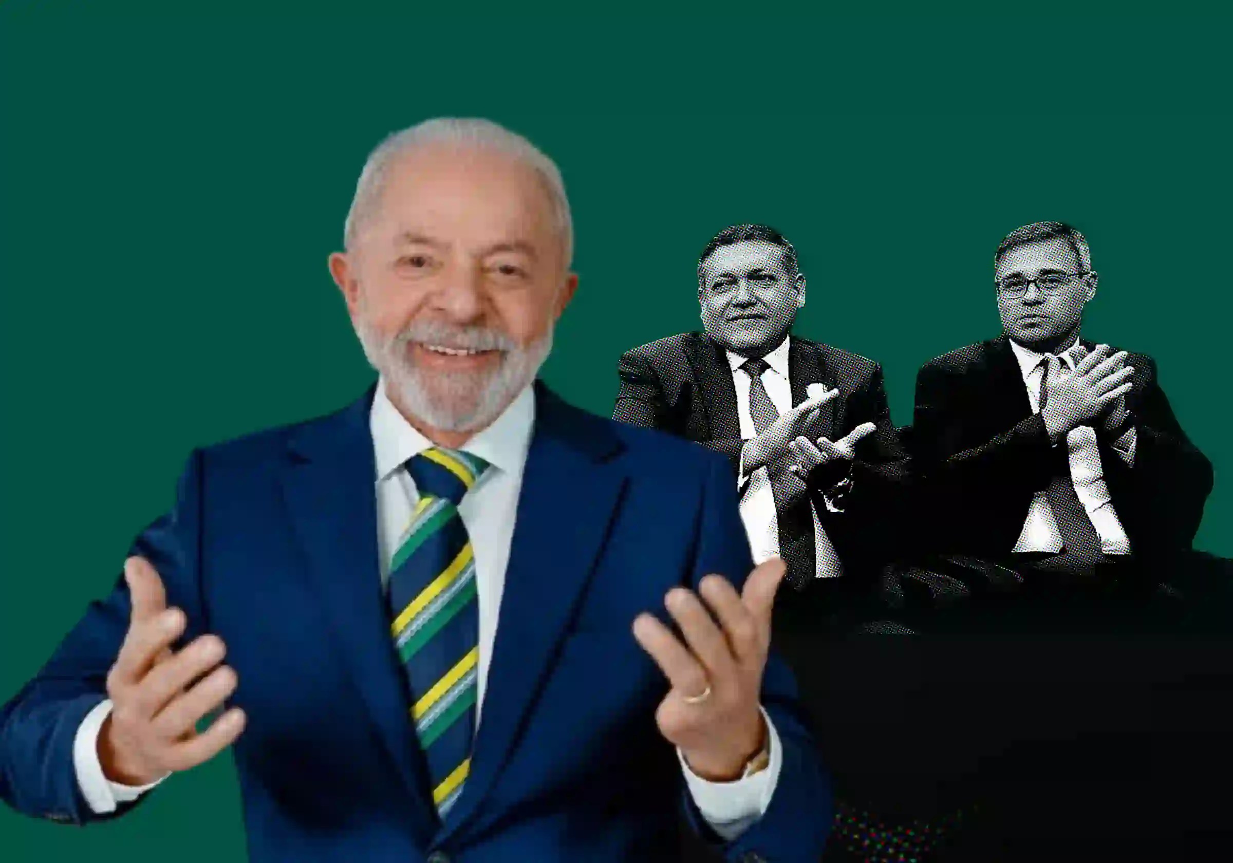 O Presidente da República, Luiz Inácio Lula da Silva (PT) / Foto reprodução / @LulaOficial/X | Os ministros do STF e respectivamente presidente e vice-presidente do TSE, Kassio Nunes Marques e André Mendonça, durante solenidade em 2023 / Foto: Antônio Augusto/TSE |•| Arte URBS MAGNA
