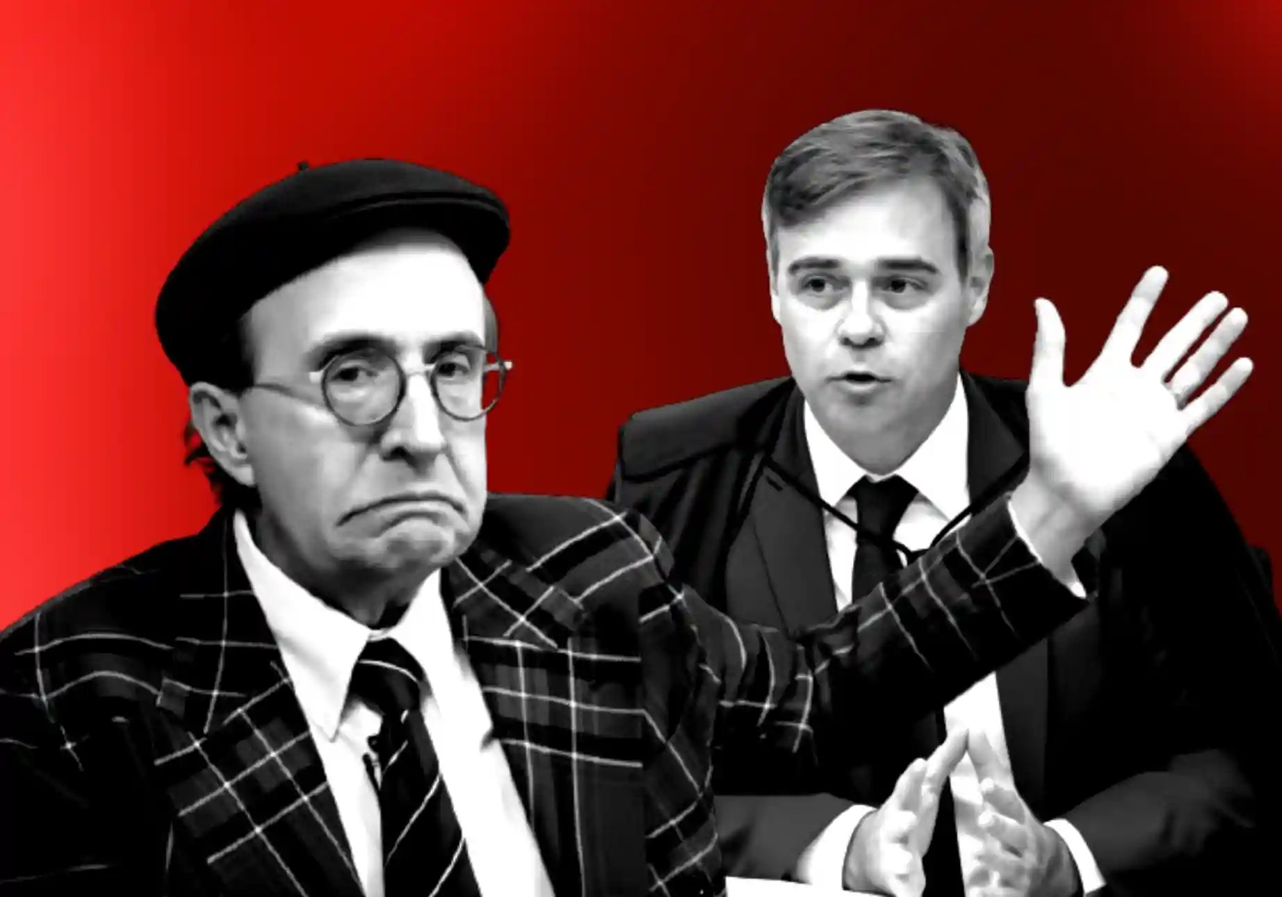 O jornalista Reinaldo Azevedo e o ministro do STF, André Mendonça / Imagens reprodução / 'O É da Coisa'/Band | TV Justiça |•| Arte URBS MAGNA