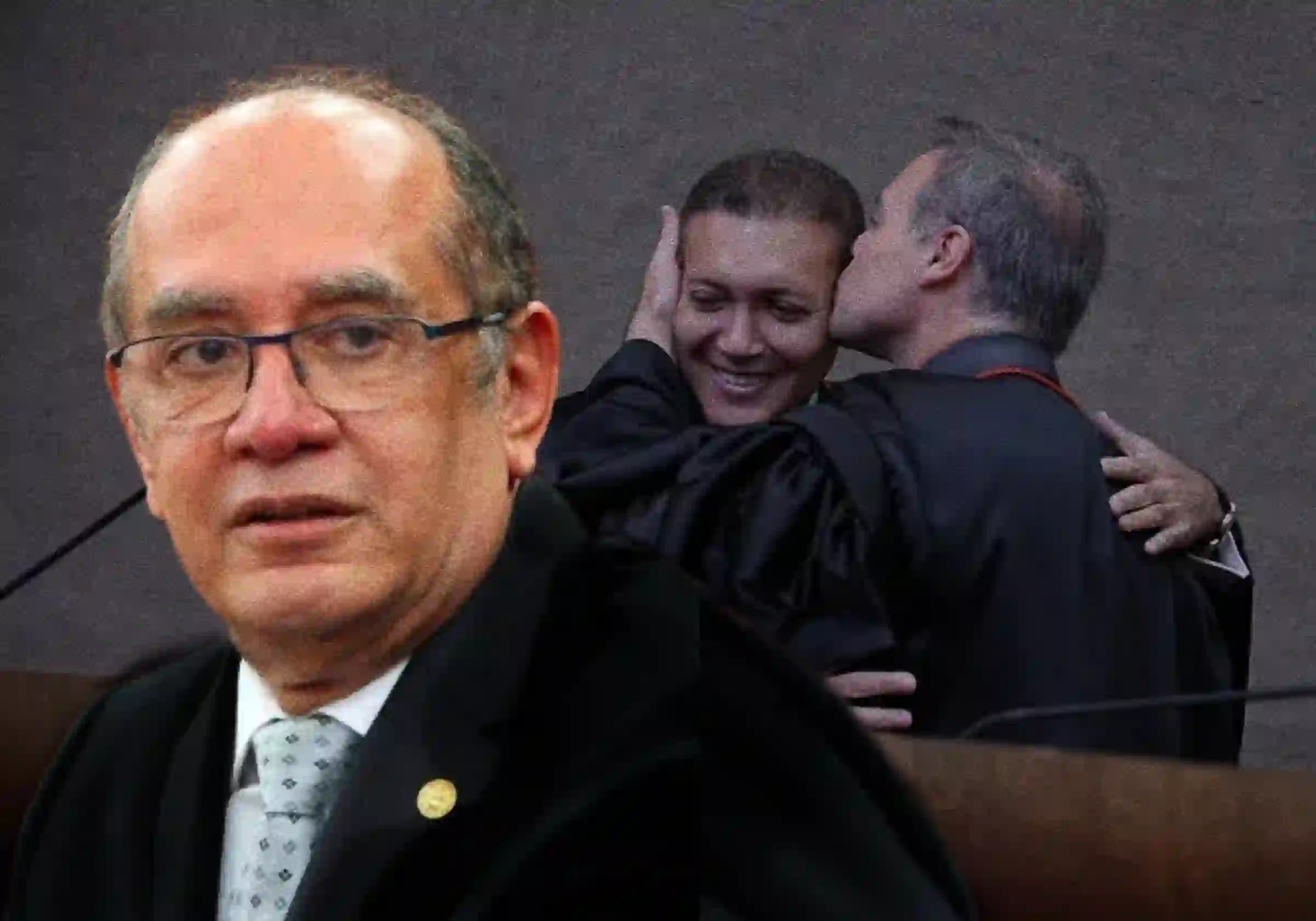 Gilmar Mendes em foto nas redes sociais / X/@gilmarmendes | Ao fundo, André Mendonça beija Nunes Marques na posse do TSE / Foto: Antônio Augusto/STF |•| URBS MAGNA