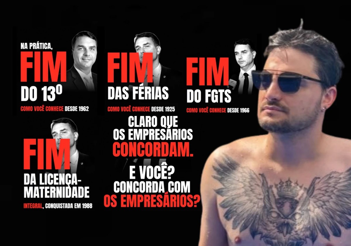 Felipe Neto compartilha vídeo da PEC 12/2026 assinada por Flávio Bolsonaro, com remuneração e direitos proporcionais às horas como alternativa ao fim da 6x1 / Imagens reprodução |•| Arte Urbs Magna