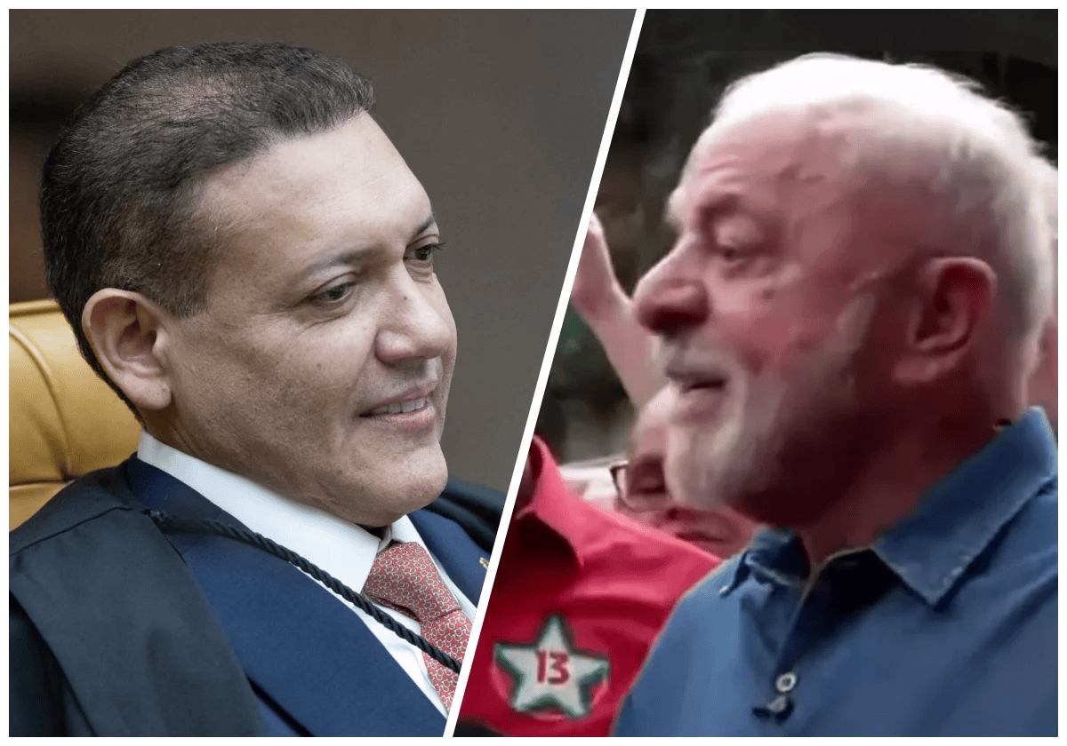 Lula (imagem reprodução Instagram/@andrejanones) critica decisão de Kassio Nunes Marques (Foto: Andressa Anholete/STF) que suspendeu o canal de WhatsApp de Janones a pedido de Flávio e anuncia recurso para equilibrar a disputa eleitoral |•| Arte Urbs Magna