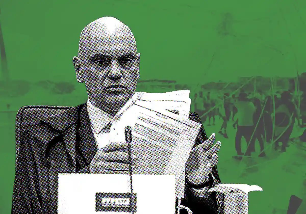 Ministro do STF Alexandre de Moraes determina prisão de Nailze Ribeiro, porteira condenada a 14 anos pelo 8 de janeiro, após trânsito em julgado. Ela usava tornozeleira / Foto: Valter Campanato/Agência Brasil |•| Arte Urbs Magna