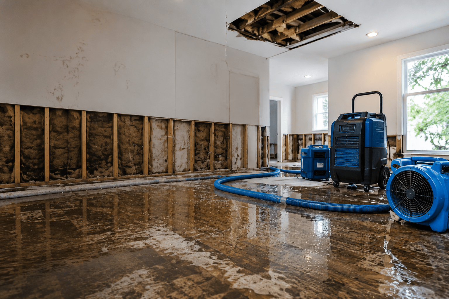 Professional water damage restoration and structural drying