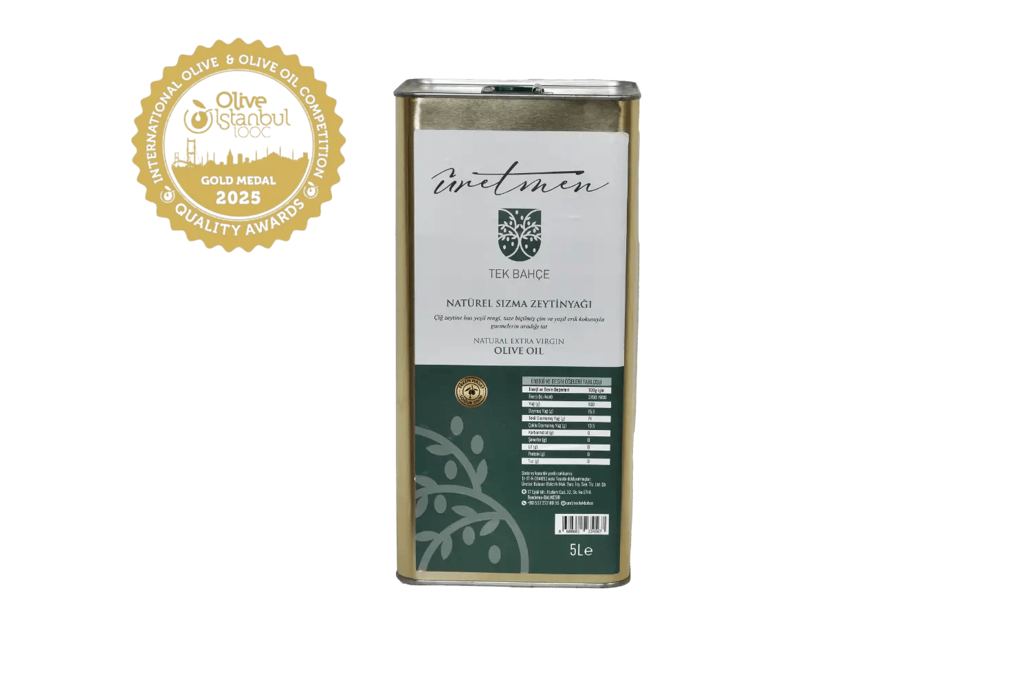 %0,2 Asit 5 Lt Filtresiz Zeytinyağı, Erken Hasat, Soğuk Sıkım-Tek Bahçe
