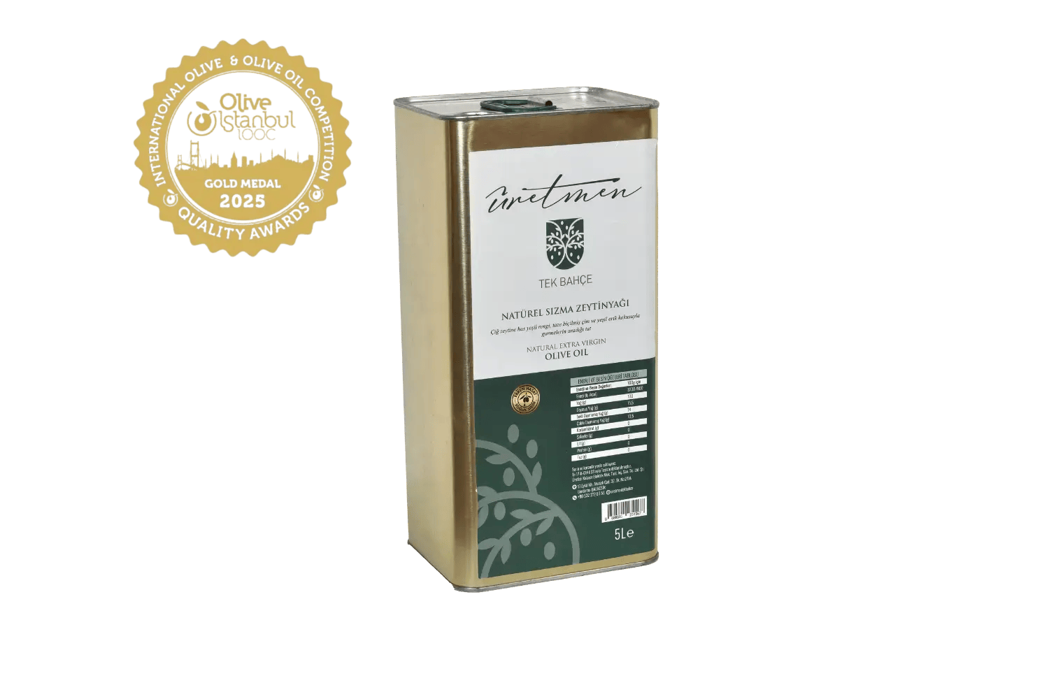%0,2 Asit 5 Lt Filtresiz Zeytinyağı, Erken Hasat, Soğuk Sıkım-Tek Bahçe