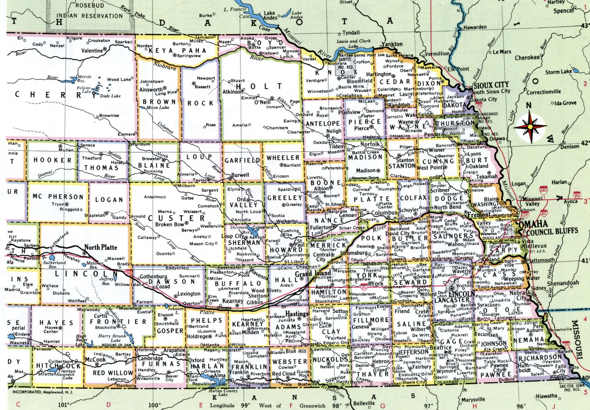 Nebraska Map With Counties Free Printable Map Of Nebraska Counties And 265nebr 