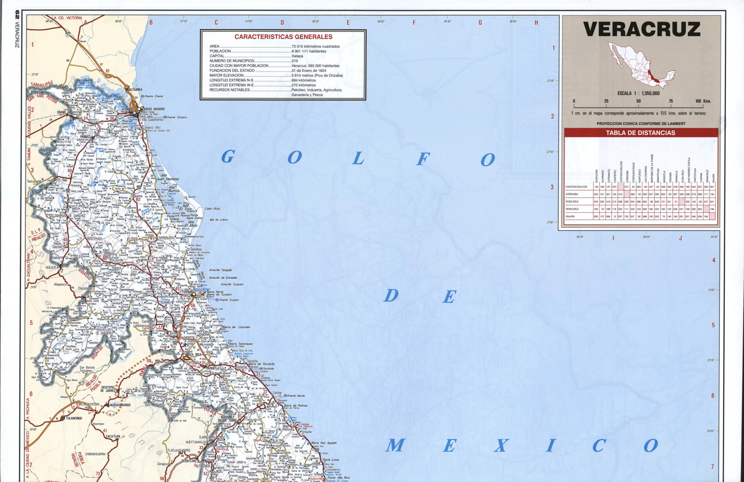 Veracruz State Map Large Printable Map Roads Of Veracruz Jpg Pdf 62 