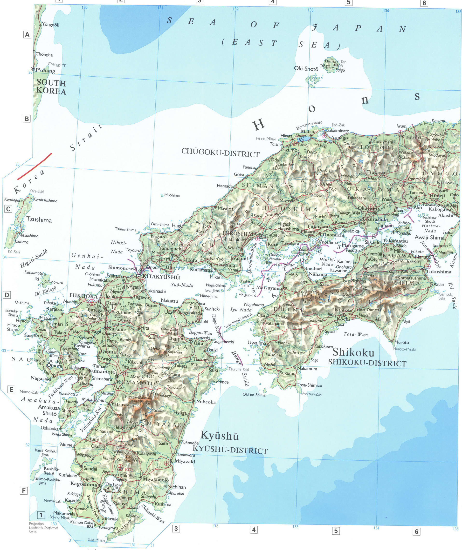 Map Of Southern Japan With Cities And Towns A Detailed 72 Wo 