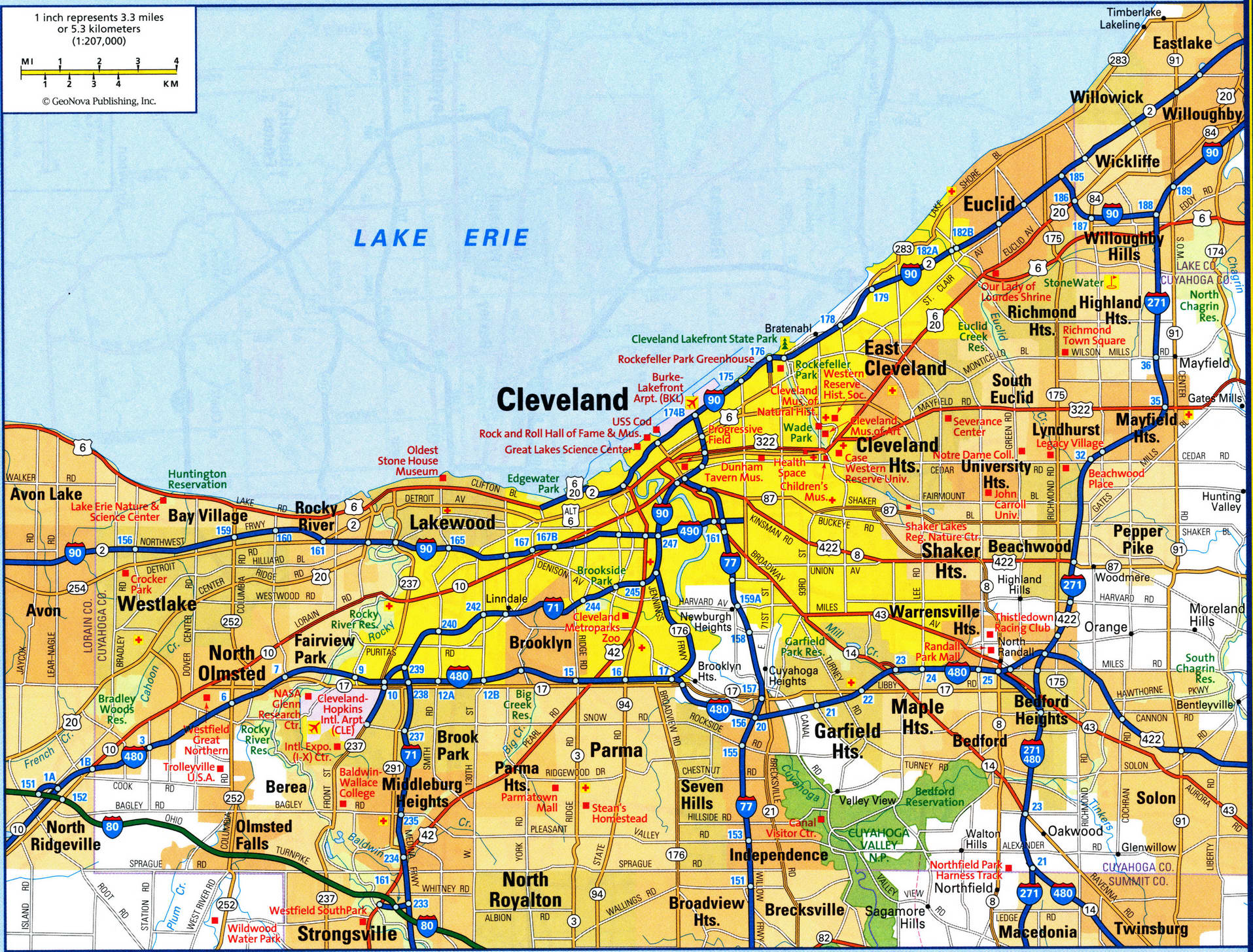 Cleveland Oh Map 83Clev 