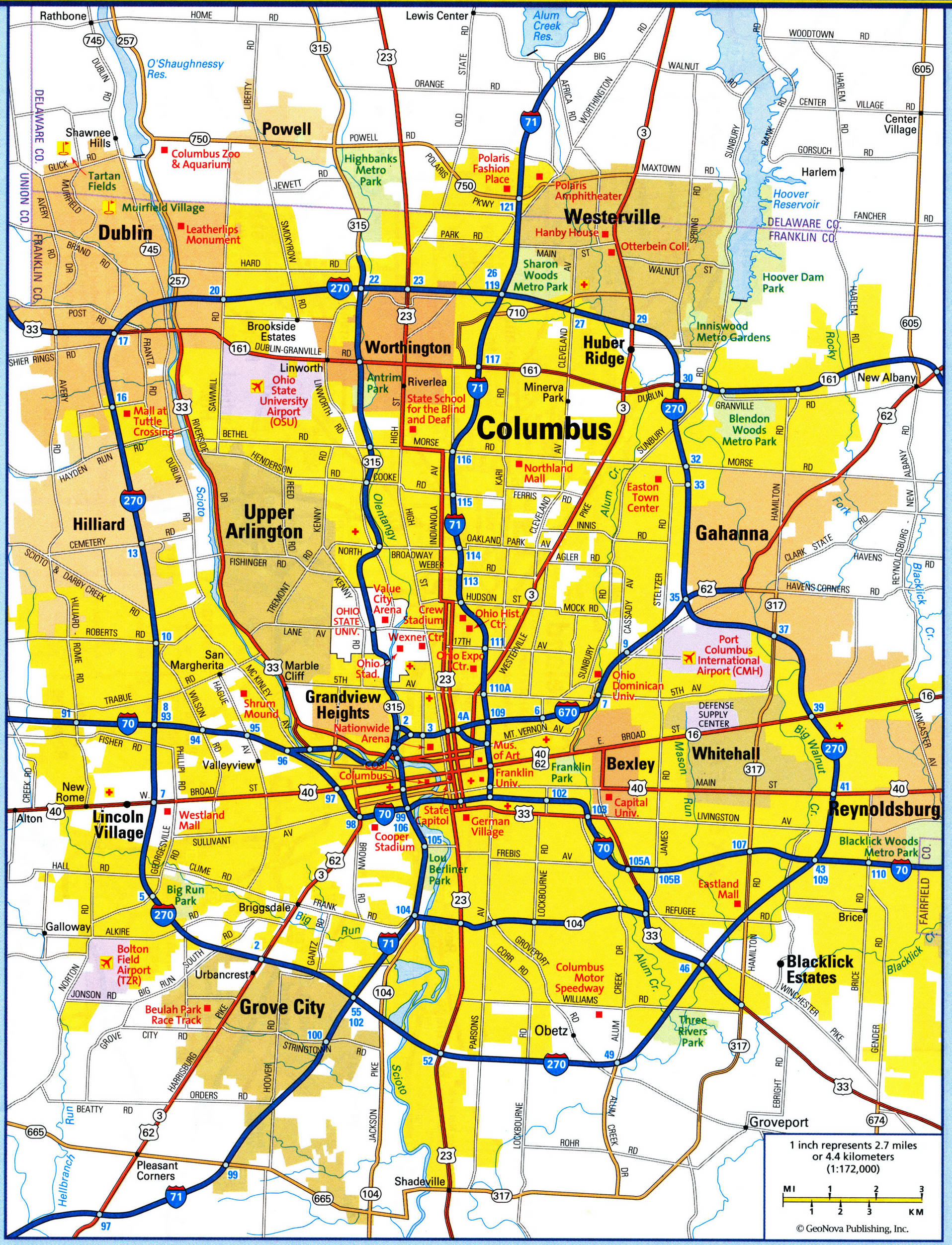 Columbus Ohio Downtown Map Convention Center City Core 84Col 