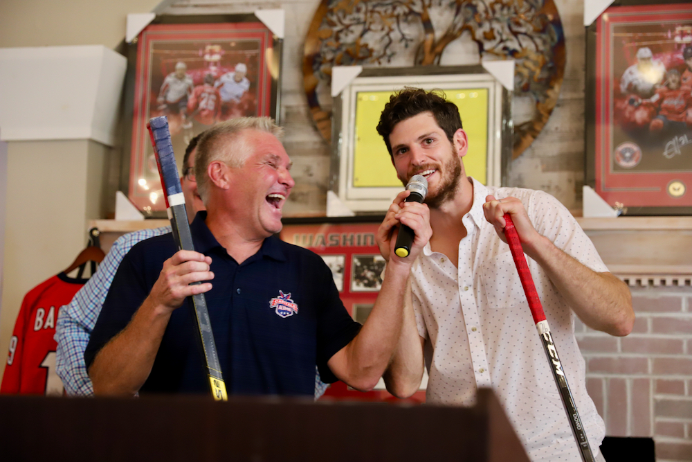 Laughlin and Dowd both kept grabbing the microphone.