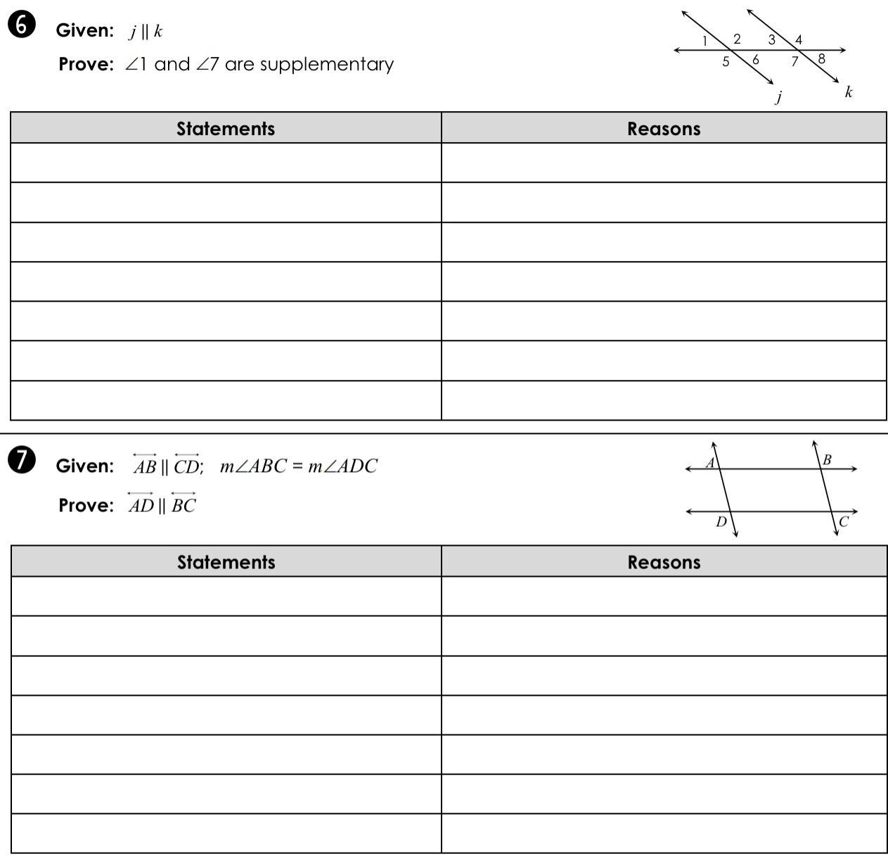 J || k, k || l 4. 50 Points Worksheet Over Reasons And Proofs For Parallel Lines Geometry Don T Do 2 Or 3 I M Brainly Com