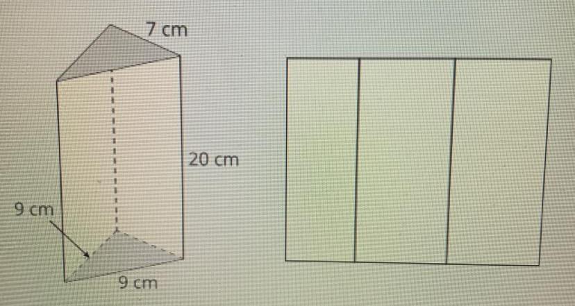 Quincy Folds A Piece Of Cardboard To Make The Three Sides Of A Triangular Prism Open At Top And Brainly The triangular prism and the piece of cardboard that he used are shown below.