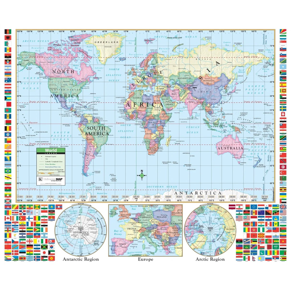 Free Printable World Map With Latitude And Longitude Lines Printable World Primary Wall Map Ultimate Globes 1.webp